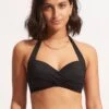 Seafolly Collective Twist Soft Cup Halter - Black -Fashion Swimwear Store 30806 942 Black 1
