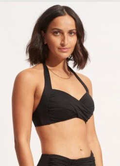 Seafolly Collective Twist Soft Cup Halter - Black -Fashion Swimwear Store 30806 942 Black 3