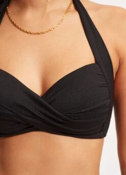 Seafolly Collective Twist Soft Cup Halter - Black -Fashion Swimwear Store 30806 942 Black 5