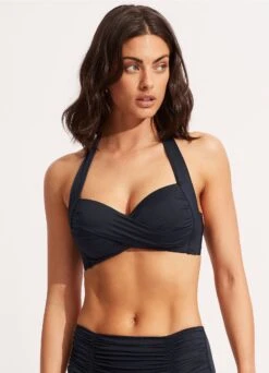 Seafolly Collective Twist Soft Cup Halter - True Navy -Fashion Swimwear Store 30806 942 True 20Navy 3