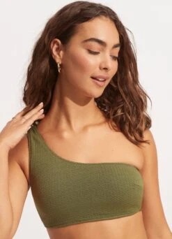 Sea Dive One Shoulder Top - Khaki 9 Sea Dive One Shoulder Top - Khaki -Fashion Swimwear Store 31018 861 Khaki 7