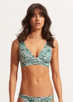Wild At Heart "V" Neck Crop Top - Evergreen -Fashion Swimwear Store 31266 988 Evergreen 2