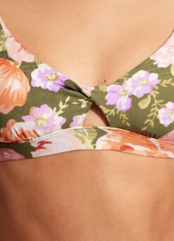 Paradise Garden Twist Front Bralette - Avocado -Fashion Swimwear Store 31337 960 Avocado 5