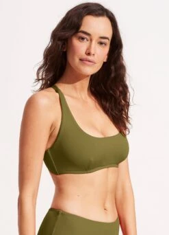 Seafolly Collective DD Scoop Neck Halter Top - Avocado -Fashion Swimwear Store 31368DD942 Avocado 3