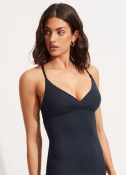 Seafolly Collective Wrap Front Tankini Top - True Navy -Fashion Swimwear Store 31381 942 True 20Navy 3