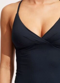Seafolly Collective Wrap Front Tankini Top - True Navy -Fashion Swimwear Store 31381 942 True 20Navy 5