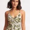 Island In The Sun Wrap Front Tankini Top - Avocado -Fashion Swimwear Store 31381 946 Avocado 1