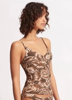 Island In The Sun Wrap Front Tankini Top - Tiramisu -Fashion Swimwear Store 31381 946 Tiramisu 3