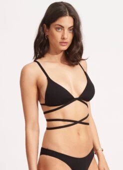 Seafolly Collective Tri Bra With Wrap Around Strap - Black -Fashion Swimwear Store 31385 942 Black 4