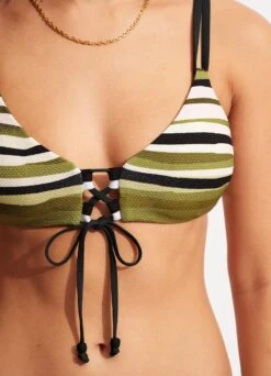 Sun Stripe Reversible Bralette - Avocado -Fashion Swimwear Store 31389 947 Avocado 5