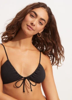Sea Dive Drawstring Neck Bralette - Black -Fashion Swimwear Store 31393 861 Black 9