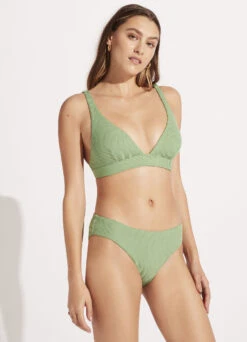 Second Wave Longline Tri Top - Palm Green -Fashion Swimwear Store 31404 968 PalmGreen 5