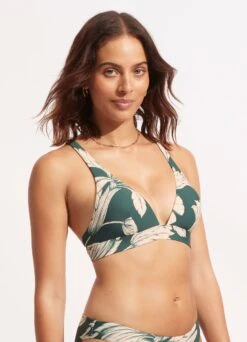 Fleur De Bloom Longline Tri - Evergreen -Fashion Swimwear Store 31404 983 Evergreen 3