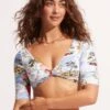 Coast To Coast Twist Front Crop Top - Powder Blue -Fashion Swimwear Store 31427 913 PowderBlue 3