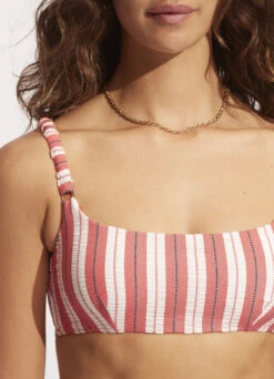 Cabana Gathered Strap Bralette - Sunkissed Coral -Fashion Swimwear Store 31434 001 SunKisdCrl 7