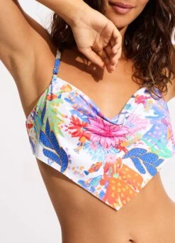 Under The Sea Cowl Neck Bralette Bikini Top - White -Fashion Swimwear Store 31460 061 White 7