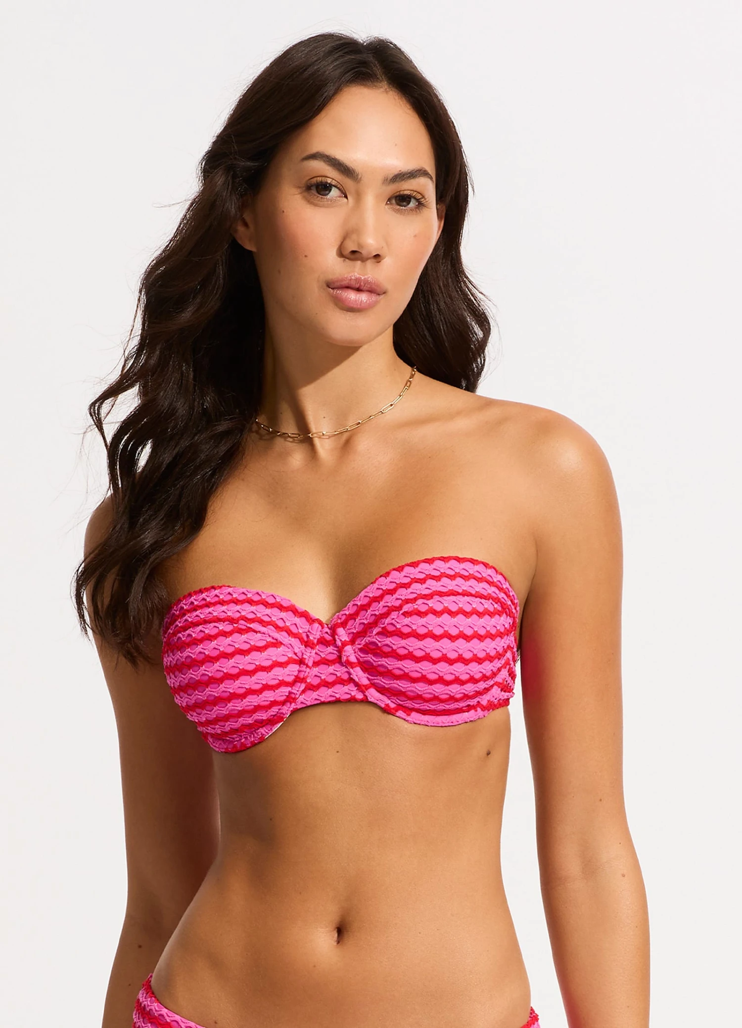 Mesh Effect Bustier Bikini Top - Chilli Red 4 Mesh Effect Bustier Bikini Top - Chilli Red - Image 2