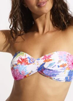 Under The Sea Twist Bandeau Bikini Top - White -Fashion Swimwear Store 33261 061 White 7