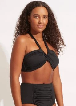 Seafolly Collective Halter Bandeau Bikini Top - Black -Fashion Swimwear Store 33816 942 Black 8