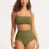 Sea Dive High Waisted Pant - Khaki -Fashion Swimwear Store 40558 861 Khaki 3