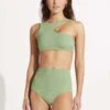 Second Wave High Waisted Pant - Palm Green -Fashion Swimwear Store 40558 968 PalmGreen 3