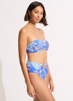 Eden High Waisted Bikini Bottom - Azure -Fashion Swimwear Store 40646 070 Azure 5