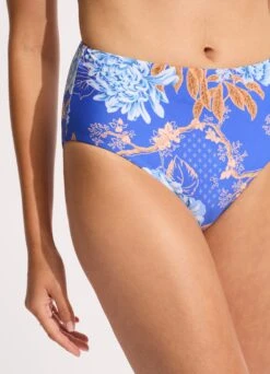 Eden High Waisted Bikini Bottom - Azure -Fashion Swimwear Store 40646 070 Azure 7