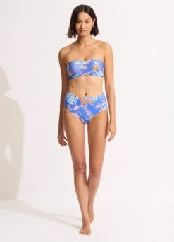 Eden High Waisted Bikini Bottom - Azure -Fashion Swimwear Store 40646 070 Azure 8