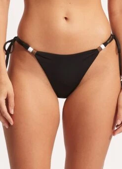 Sun Stripe Tie Side Rio Pant - Black -Fashion Swimwear Store 40688 947 Black 2