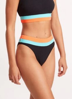 Slice Of Splice High Waisted Bikini Bottom - Black -Fashion Swimwear Store 40697 990 Black 4