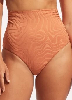 Second Wave High Waist Pant - Copper Tan -Fashion Swimwear Store 40700 968 Copper 20Tan 3