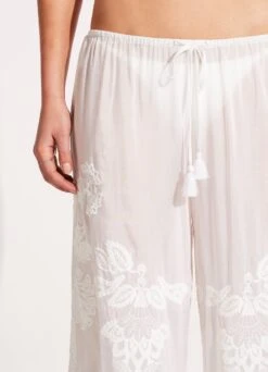 Embroidered Pant - White -Fashion Swimwear Store 52833 PA White 7