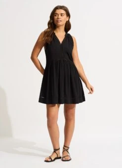 Ladder Detail Dress - Black -Fashion Swimwear Store 52931 DR Black 5