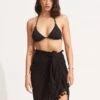 Cotton Gauze Sarong - Black -Fashion Swimwear Store 52965 SG Black 1 3181b2d6 f37b 4fd2 a12d 8d9151299dfd