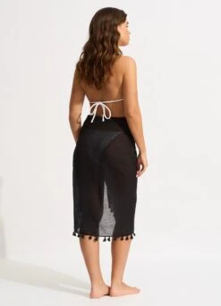 Cotton Gauze Sarong - Black -Fashion Swimwear Store 52965 SG Black 7