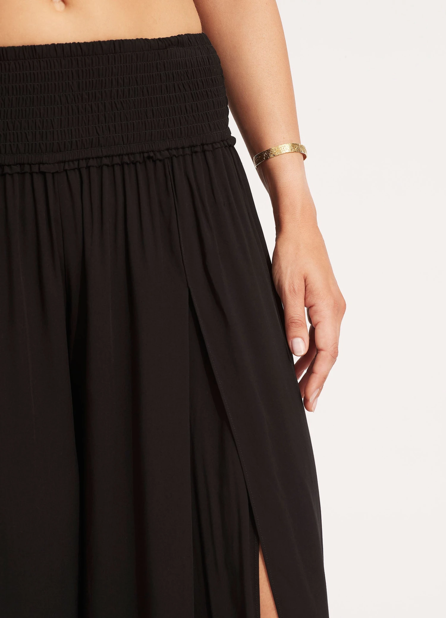 Shirred Waist Wrap Pant - Black 7 Shirred Waist Wrap Pant - Black - Image 5