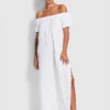 Double Cloth Strapless Dress - White -Fashion Swimwear Store 54252 DR White 1