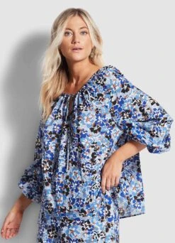 Thrift Shop Peasant Top - Mediterranean Blue -Fashion Swimwear Store 54325 TO MediterBlu 3