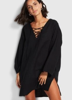 Harbour Linen Cover Up - Black -Fashion Swimwear Store 54352 CU Black 4