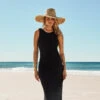 Dreamcatcher Crochet Cover Up Slip Dress - Black -Fashion Swimwear Store 54610 CU Black 1