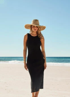 Dreamcatcher Crochet Cover Up Slip Dress - Black