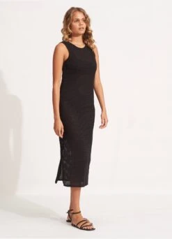 Dreamcatcher Crochet Cover Up Slip Dress - Black -Fashion Swimwear Store 54610 CU Black 3