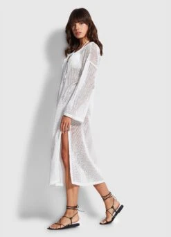 Crochet Cover Up - White -Fashion Swimwear Store 54630 CU White 4