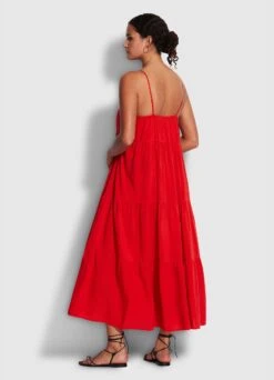 Weekend Tier Dress - Mandarin Red -Fashion Swimwear Store 54663 DR MandarinRe 3