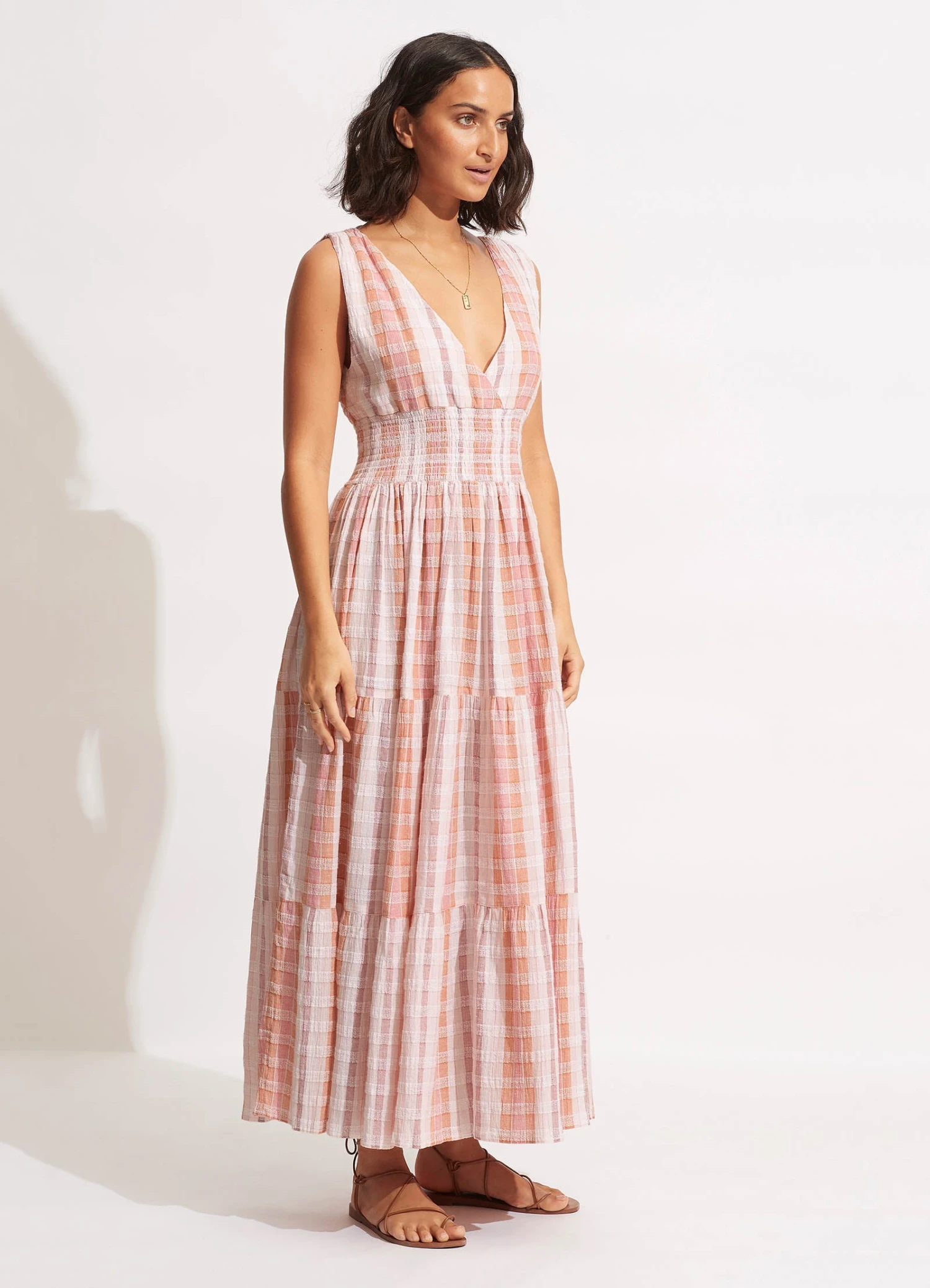 Textured Gingham Maxi Dress - Lilac 5 Textured Gingham Maxi Dress - Lilac - Image 3