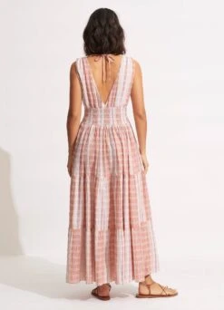 Textured Gingham Maxi Dress - Lilac 11 Textured Gingham Maxi Dress - Lilac -Fashion Swimwear Store 54678 DR Lilac 4