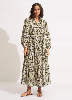 Island In The Sun Button Dress - Avocado -Fashion Swimwear Store 54687 DR Avocado 2