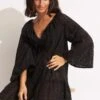 Broderie Anglaise Cover Up - Black -Fashion Swimwear Store 54700 CU Black 1