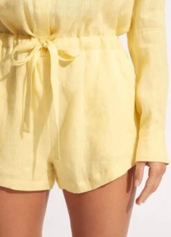 Linen Playsuit - Lemon -Fashion Swimwear Store 54701 PS Lemon 6