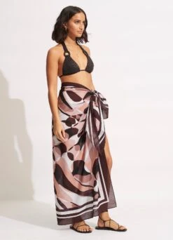 Poolside Pareo - Sepia -Fashion Swimwear Store 54720 SG Sepia 3